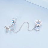 925 Sterling Silver Airplane Star Chain Accessory