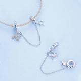 925 Sterling Silver Airplane Star Chain Accessory