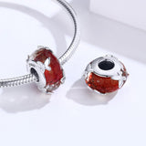 925 Sterling Silver Red Glazed Butterfly Bead Pendant For Diy Bracelets And Necklaces