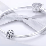 925 Sterling Silver Vintage Heart Beads With Curly Grass Pattern