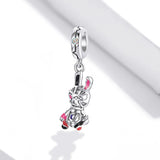 925 Sterling Silver Rabbit Pendant For Diy Bracelets & Necklaces