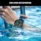 Six-hand Business Quartz Watch with Steel Strap - Calendar - Black Shell Green