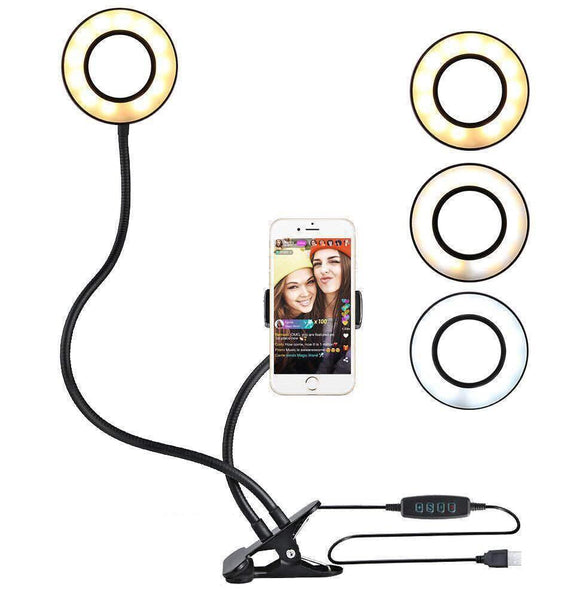 360 Degree Flexible Selfie Ring Light with Phone Holder for Live Streaming - 8 Inch