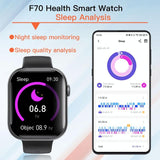 2.1 Inch Screen Smart Watch With Blood Sugar / Blood Oxygen Monitoring / Sos Alarm / 100+ Sports Modes - Black 3-Bead Steel - Black Gray