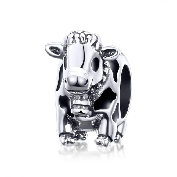 925 Sterling Silver Cow Beaded Bracelet Accessory