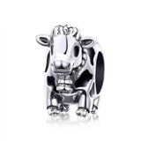 925 Sterling Silver Cow Beaded Bracelet Accessory