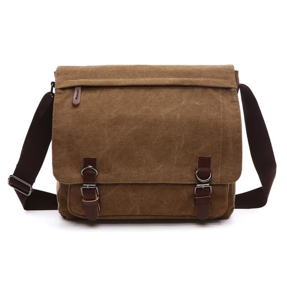 Large Coffee Canvas Messenger Bag For Business Use