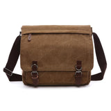 Large Coffee Canvas Messenger Bag For Business Use
