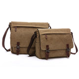 Large Coffee Canvas Messenger Bag For Business Use