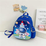 Blue Cartoon Astronaut Kids School Bag - Dinosaur Sky Blue