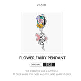 925 Sterling Silver Flower Elf Pendant For Bracelet Or Necklace