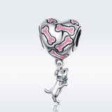 925 Sterling Silver Heart Dog Bone Beads For Diy Bracelets