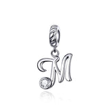 925 Sterling Silver Personalized Letter Pendant For Diy Bracelets And Necklaces Style - M