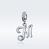 925 Sterling Silver Personalized Letter Pendant For Diy Bracelets And Necklaces Style - M