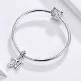 925 Sterling Silver Personalized Letter Pendant For Diy Bracelets And Necklaces Style - M