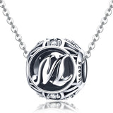 925 Sterling Silver 26 English Letter Beads For Diy Bracelets & Necklaces Style - M