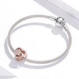 925 Sterling Silver Pet Paw Print Beaded Bracelet - Silver
