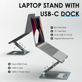 Adjustable Aluminum Laptop Stand with Type-c Docking Station