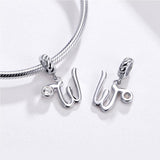 925 Sterling Silver Personalized Letter Pendant For Diy Bracelets & Necklaces Style - W