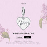 925 Sterling Silver Hand In Hand Heart Pendant For Diy Bracelets & Necklaces