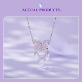 925 Sterling Silver Purple Butterfly Necklace Pendant For Diy Bracelets