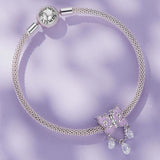 925 Sterling Silver Purple Butterfly Necklace Pendant For Diy Bracelets