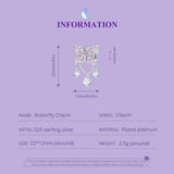 925 Sterling Silver Purple Butterfly Necklace Pendant For Diy Bracelets