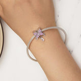 925 Sterling Silver Purple Butterfly Necklace Pendant For Diy Bracelets