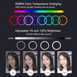 10.2 Rgbw Led Ring Light Kit with 1.1m Tripod Remote Ball Head and Phone Clamp