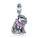925 Sterling Silver Bulldog Beaded Charm Bracelet