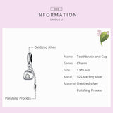 925 Sterling Silver Diy Toothbrush Cup Pendant