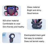 925 Sterling Silver Bear Beads Love Bracelet Black Gold Plated