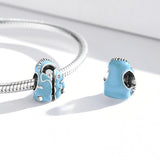 925 Sterling Silver Sky Blue Bead Bracelet / Necklace Set