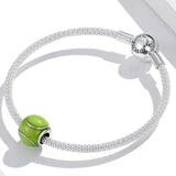 925 Sterling Silver Green Beaded Bracelet / Necklace Set