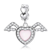 925 Sterling Silver Heart Wing Pendant For Diy Bracelets & Necklaces
