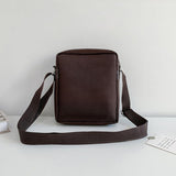 Compact Black Oxford Shoulder Crossbody Backpack With Single Strap For Men - Brown Small