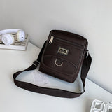 Compact Black Oxford Shoulder Crossbody Backpack With Single Strap For Men - Brown Small