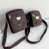 Compact Black Oxford Shoulder Crossbody Backpack With Single Strap For Men - Brown Small