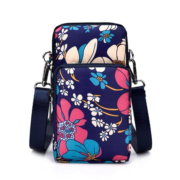 Animal Park Mini Crossbody Phone Wallet With Arm Band - Blue Printing