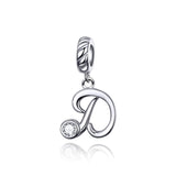 925 Sterling Silver Personalized Letter Pendant For Diy Bracelets And Necklaces Style - D