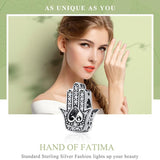 925 Sterling Silver Hand Of Fatima Beads For Diy Bracelets