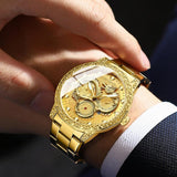 Dragon Embossed Luminous Waterproof Watch - Quartz - Black Steel-Black