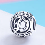 925 Sterling Silver 26 English Letter Beads For Diy Bracelets & Necklaces Style - D