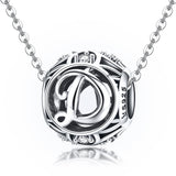925 Sterling Silver 26 English Letter Beads For Diy Bracelets & Necklaces Style - D