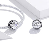 925 Sterling Silver Zodiac Zircon Bead Bracelet / Necklace Set Cancer Style - Cancer