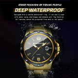 Waterproof Luminous Quartz Watch for Outdoor - Full Gold-Black-Gold Nail