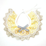 Pet Bib Adjustable Saliva Towel Lace Pearl Pendant Dog Collar - Size L