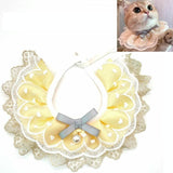 Pet Bib Adjustable Saliva Towel Lace Pearl Pendant Dog Collar - Size L