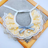 Pet Bib Adjustable Saliva Towel Lace Pearl Pendant Dog Collar - Size L