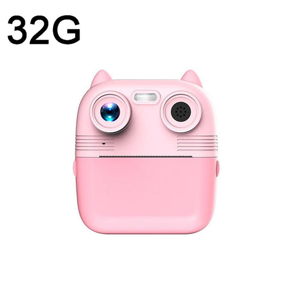 Instant Print Camera with Dual Lens - 2.8 Screen for Kids Blue - Pink + 32G Card
